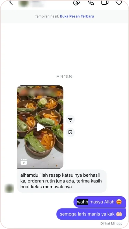 Screenshot testimoni peserta
