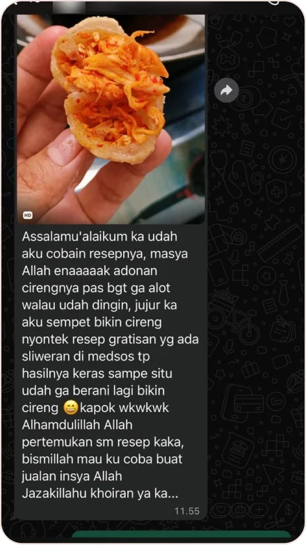 Screenshot testimoni peserta